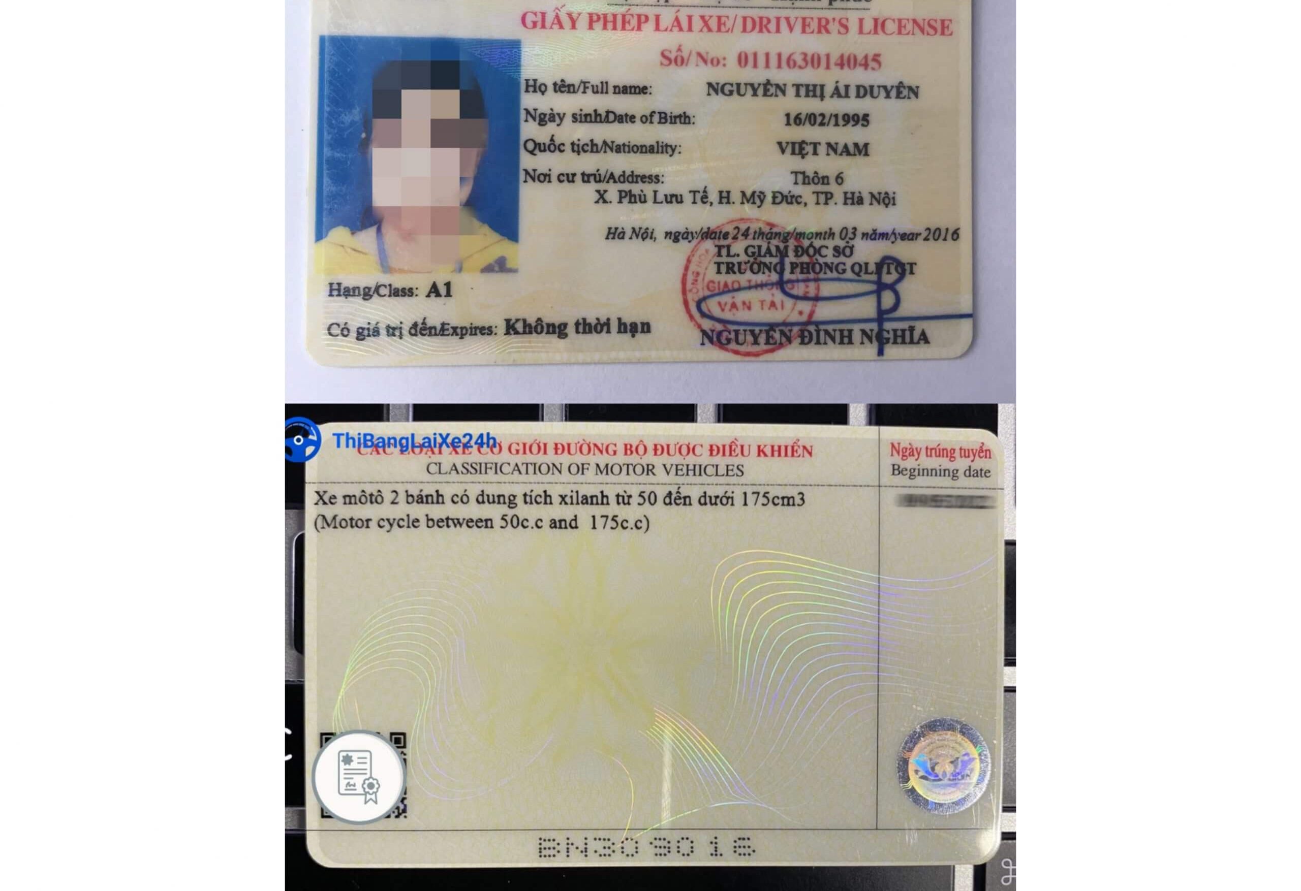 Bằng lái xe hạng A1