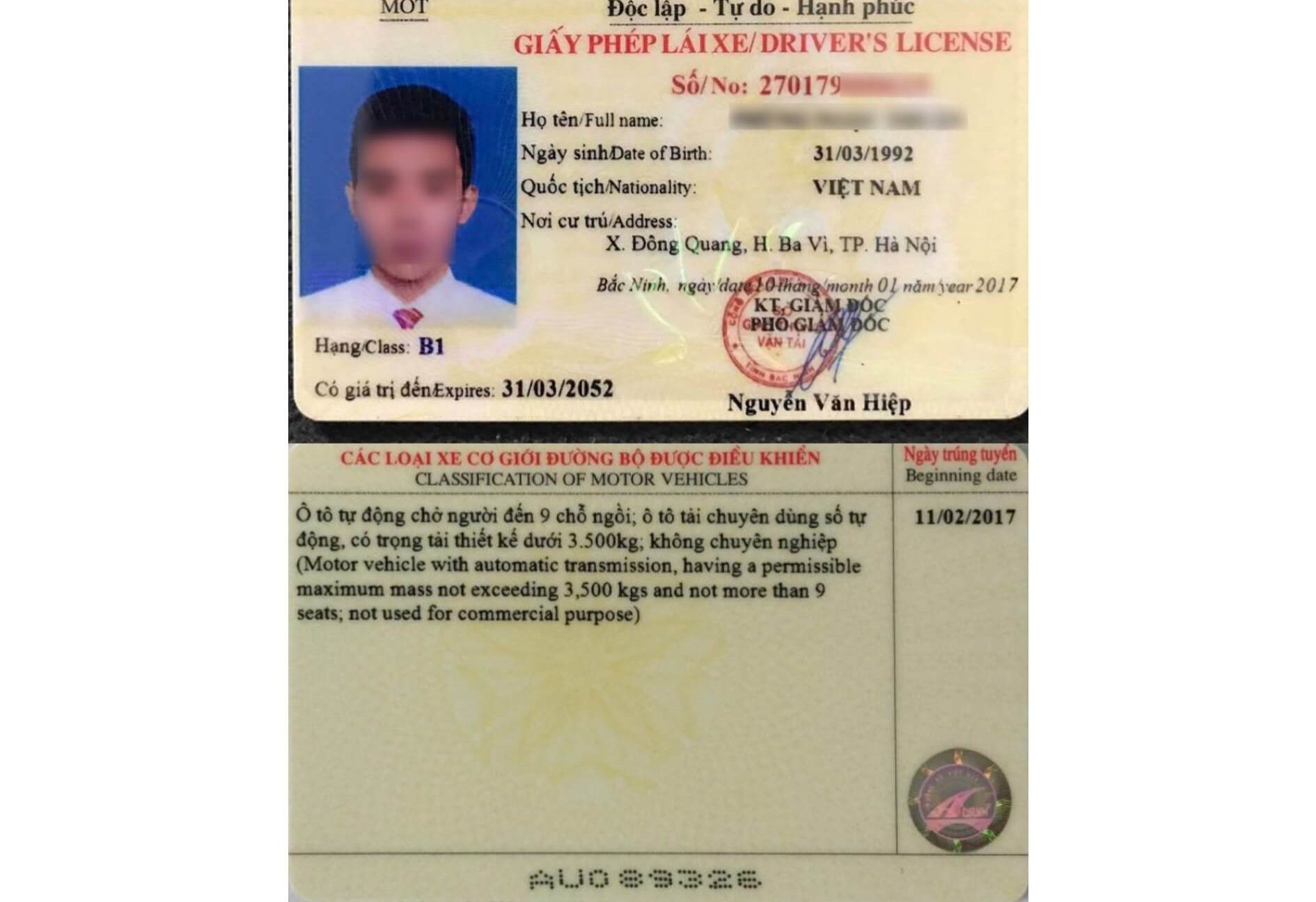 Bằng lái xe ô tô hạng B1