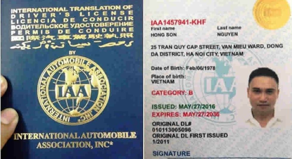 Bằng lái xe IAA (International Automobile Association) 